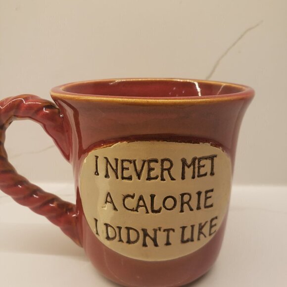UnbrandeMug brown "I Never Met a Calorie I Didn't Like" Rustic Brown Rope Shape - Picture 5 of 10